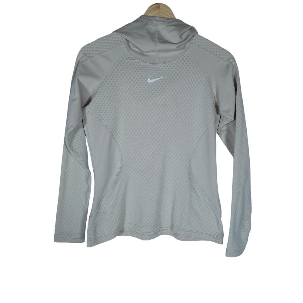 Nike Pro Hyperman Hooded Shirt Small Light Gray Logo Pullover Athletic Stretch